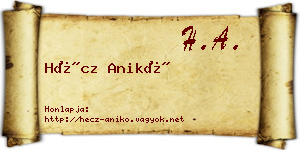 Hécz Anikó névjegykártya