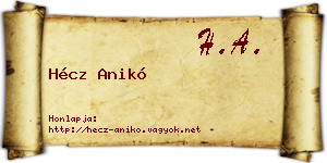 Hécz Anikó névjegykártya